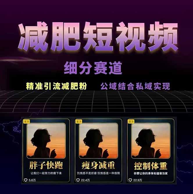 图片[2]-（15788期）减肥短视频赛道运营课：素材准备-视频制作-引流变现全流程 (附素材)-观竹阁