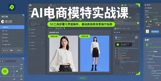 图片[1]-（15722期）AI电商模特实战课，SD工具部署与界面解析，基础换装换背景操作指南-观竹阁