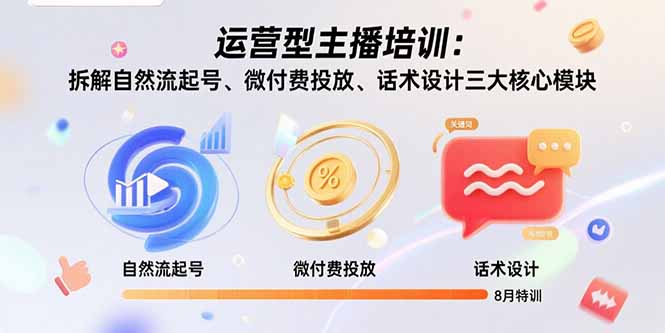 图片[1]-（15654期）运营型主播培训：拆解自然流起号、微付费投放、话术设计三大核心模块-8月-观竹阁