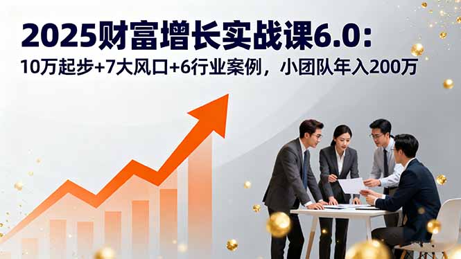 （16004期）2025财富增长实战课6.0：10万起步+7大风口+6行业案例，小团队年入200万-观竹阁
