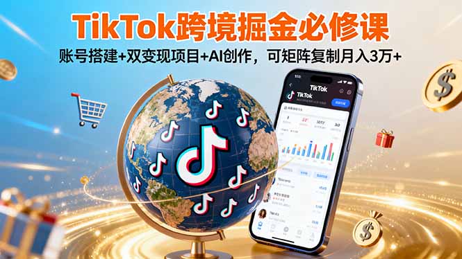 （16003期）TikTo跨境掘金必修课，账号搭建+双变现项目+AI创作，可矩阵复制月入3万+-观竹阁