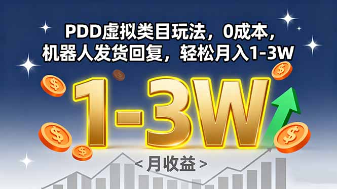 （15968期）PDD虚拟类目玩法，0成本，机器人发货回复，轻松月入1-3W-观竹阁
