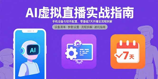 图片[1]-（15835期）AI虚拟直播实战指南，手机设备与软件配置，零基础7天开播全流程拆解-观竹阁