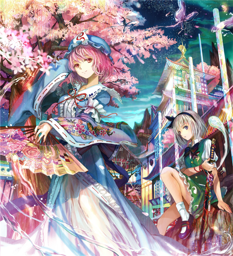 图片[1]-东方project西行寺幽幽子壁纸图包原画插画素材P站同人图合集-忙忙软件库